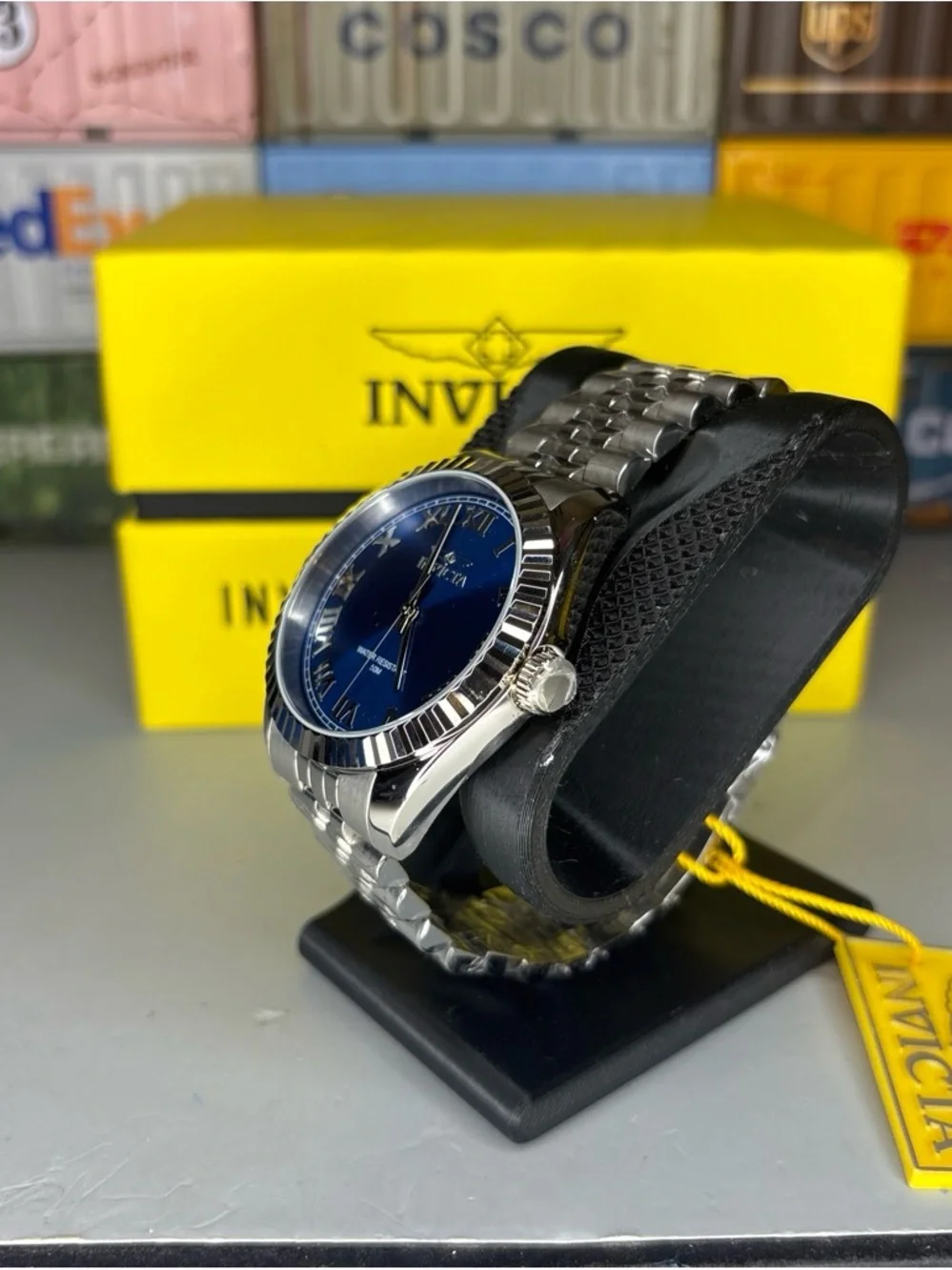 Invicta Specialty Silver Stainless Steel Watch with Blue Dial and Roman Markers